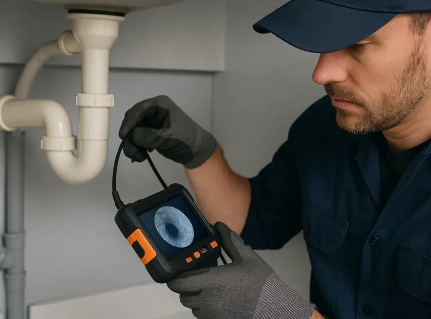 Inspecci?n t?cnica con c?mara de verificaci?n en una propiedad